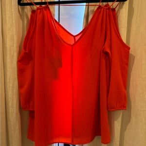 Papermoon Vibrant Orange Red Cold Shoulder Blouse